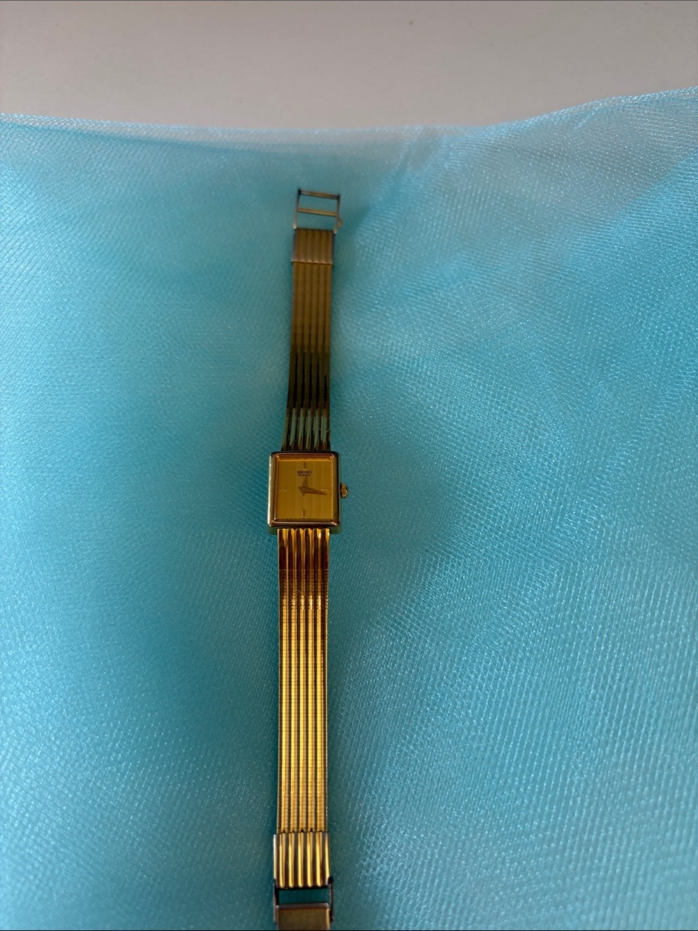 Vintage Seiko Gold-tone Ladies Tank Style Wristwatch